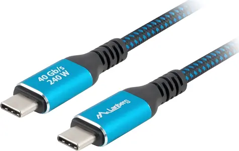 Lanberg CA-CMCM-45CU-0015-BK černomodrá / Kabel USB-C - USB-C / 1,5 m