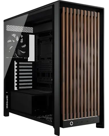 Corsair FRAME 5000D Wood RS černá, ořech / Skříň / E-ATX / 3x USB-C / 2x 200mm / bez zdroje / průhledná bočnice