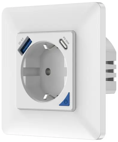 Immax NEO SMART / Chytrá vnitřní zásuvka / bez kolíku (typ F) / 16A / USB + USB-C PD 20W / Zigbee / LIDL & TUYA