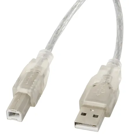 Lanberg CA-USBA-12CC-0018-TR průhledná / Kabel USB 2.0 / USB-A (M) - USB-B (M) / 1,8 m