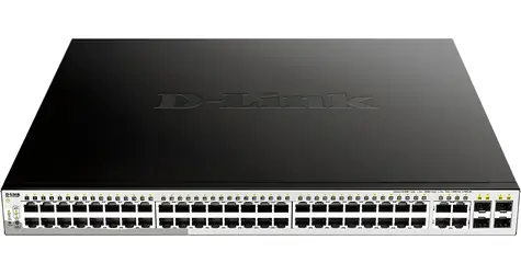 D-Link DGS-1210-52MP / Smart switch / 48x GbE PoE+ / 4x RJ45/SFP combo / PoE 370W