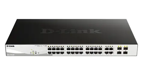 D-Link DGS-1210-28P / Gigabit PoE Smart Switch / 24x gigabit RJ45 / 4x gigabit SFP / PoE 193W
