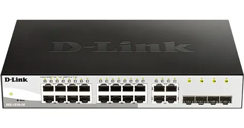D-Link DGS-1210-20 / Smart switch / 16x gigabit RJ45 / 4x combo RJ45/SFP / bez ventilátoru