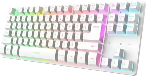 Trust GXT831 Thado TKL bílá / Herní klávesnice / bezdrátová / podsvícená / 87 kláves / US layout
