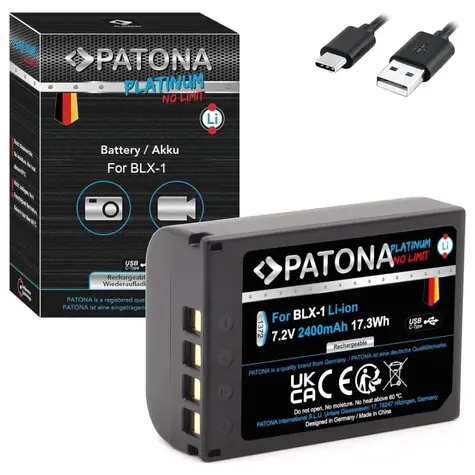 PATONA baterie pro foto Olympus BLX-1 / 2400mAh / Li-Ion / Platinum / USB-C nabíjení / OM-1