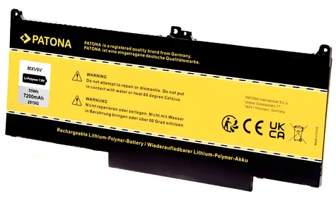 PATONA baterie pro ntb DELL Latitude 13 5300/7300 / 7200mAh / Li-Pol / 7,6V / MXV9V
