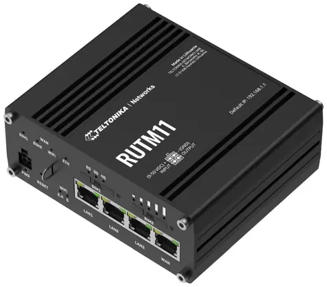 Teltonika RUTM11 / Router industriální / 4G (LTE) / Wi-Fi 5 / 4× Gbit RJ-45 / SIM slot / -40 až 75 °C