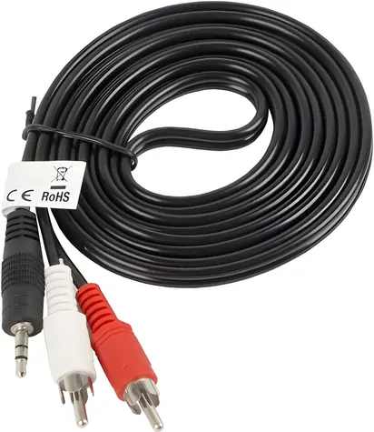 Lanberg CA-MJRC-10CC-0025-BK černá / Audio kabel / Jack 3.5 mm / 2x RCA (Cinch) / 2 m