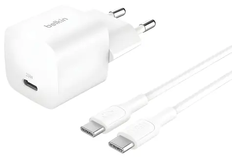 Belkin BOOST CHARGE charger bílá / Nabíječka USB-C / 25W / PD / PPS / s 1m kabelem USB-C