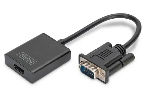 Digitus DA-70473 černá / Převodník VGA/audio na HDMI / Full HD 1080p/60Hz / 3,5mm audio / 15 cm
