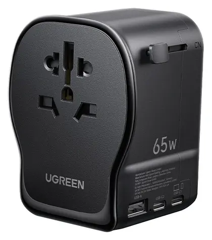 Ugreen S550 černá / Cestovní nabíjecí adaptér / 65W / 2x USB-C / 1x USB-A 3.2 / 100-240 V