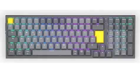 Endorfy Celeris 1800 DE šedá / Herní klávesnice / mechanická / Endorfy Yellow by Gateron / 2,4 GHz / BT / USB