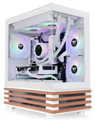 Thermaltake View 170 WS ARGB bílá, dřevo / mATX / 2x USB-A 3.2 / 3x 120mm ARGB / bez zdroje / průhledná bočnice