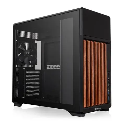 Thermaltake TR300 WS černá, dřevo / Skříň / ATX / USB-C 3.2 / 2x USB-A 3.2 / bez zdroje / průhledná bočnice