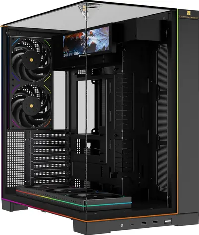 THERMALRIGHT A70 Black Vision ARGB / Full Tower / ATX / 2x USB-A + 1x USB-C / LCD displej / 5x 120mm ARGB / bez zdroje