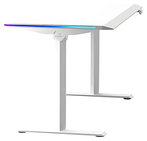 ULTRADESK QUEST bílá / Herní stůl / 140 x 70 cm / 72–120 cm / LED RGB osvětlení