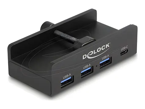 DeLock USB Hub 5 Gbps černá / USB hub / 3x USB-A + 1x USB-C / pojistný šroub