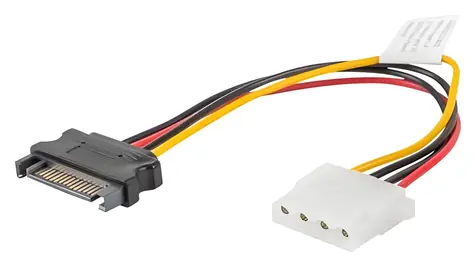 Lanberg / Napájecí kabel / Molex 4pin (F) - SATA 15pin (M) / 15 cm