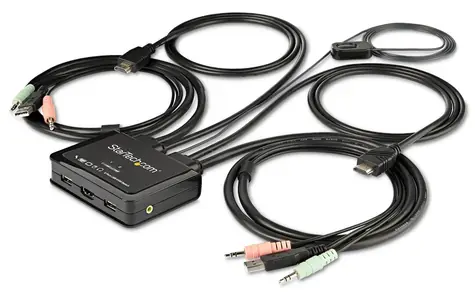 StarTech 2-Port HDMI KVM Switch černá / KVM přepínač / 4K 60Hz / USB / nezávislý na OS