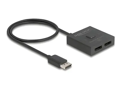 Delock DisplayPort Switch 2:1 černá / Přepínač / Obousměrný / 8K / 50 cm