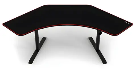 AROZZI ARENA ANGELO Black / Herní stůl / rohový / černý s červeným okrajem / D:225cm / Š:102cm / V:71cm-81cm