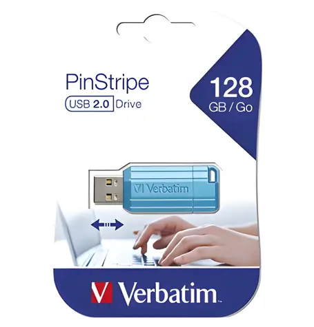 Verbatim Store 'n' Go PinStripe 128GB modrá / Flash disk / USB 2.0 / čtení 12 MB/s / zápis 5 MB/s