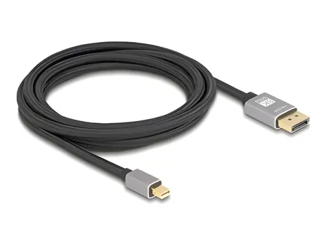 Delock 81093 3m černá/šedá / Kabel Mini DisplayPort na DisplayPort / 8K / 60 Hz / DP 1.4 / HDR