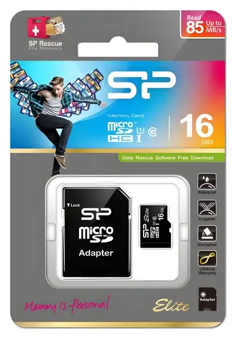 Silicon Power Elite 16 GB / Paměťová karta microSDHC / Class 10 / UHS-I U1 / 85 MB/s / + SD adaptér