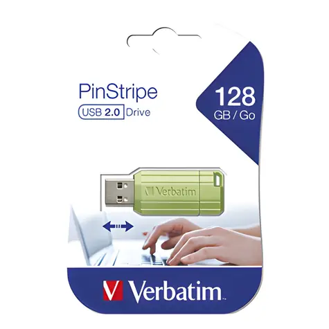 Verbatim Store 'n' Go PinStripe 128GB zelená / Flash disk / USB 2.0 / čtení 12 MB/s / zápis 5 MB/s