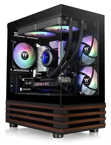 Thermaltake View 170 WS ARGB černá, dřevo / mATX / 2x USB-A 3.2 / 3x 120mm ARGB / bez zdroje / průhledná bočnice