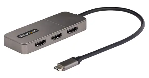 StarTech USB-C MST Hub šedá / 3portový hub / 3× HDMI / 4K 60Hz / pouze Windows
