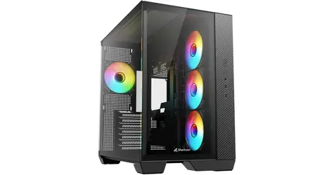 Sharkoon Steel Shark černá / Midi tower / ATX / 4x ARGB PWM 120 mm / 2x tvrzené sklo / USB-C 3.2 Gen 2