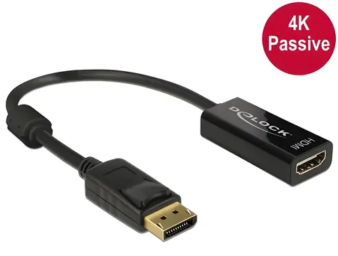 Delock DisplayPort - HDMI černá / Adaptér / 4K / 20 cm