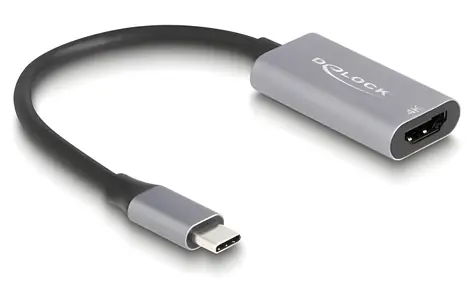 Delock šedá / Adaptér USB Type-C (M) - HDMI (F) / DP Alt Mód / 4K / 60Hz / HDR