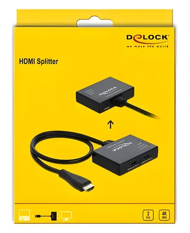 DeLock HDMI Splitter 1 x HDMI > 2 x HDMI výstup / Rozbočovač / 4K 60 Hz / HDR / HDCP 2.2