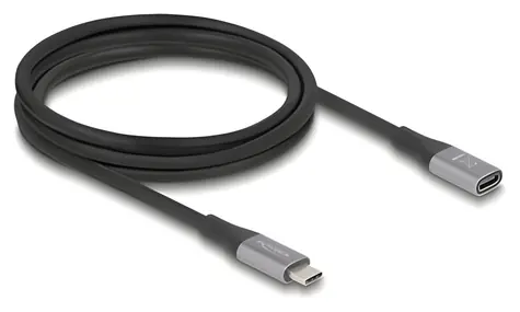 DeLock USB4 Gen 3x2 prodlužovací kabel 2m černá-šedá / USB-C (M) - USB-C (F) / 40 Gbps / USB PD 240 W