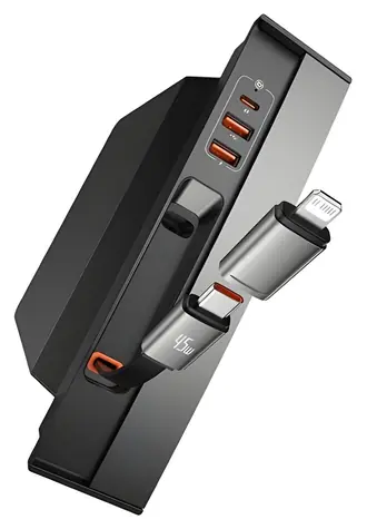 Baseus T-Space HUB černá / Nabíjecí USB rozbočovač / pro vozy Tesla / s kabelem