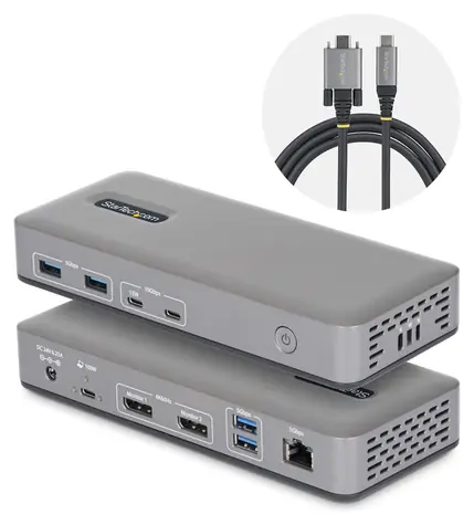 StarTech USB-C Dual DisplayPort Docking Station / Dokovací stanice / 2x DisplayPort / PD 100W / 4x USB 3.2 / 2x USB-C