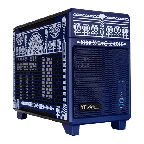Thermaltake TR100 Koralie Edition modrá-bílá / PC skříň / Mini-ITX / SFF / 280 mm AIO / 21 l