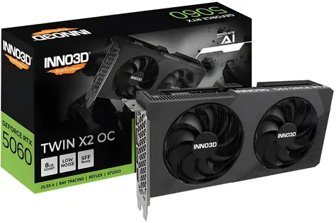 Inno3D GeForce RTX 5060 TWIN X2 OC V2 / Grafická karta / 2527 MHz / 8GB GDDR7 / 128-bit / 1x HDMI + 3x DP / 550W
