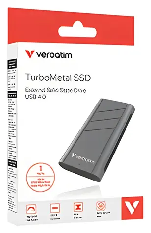 Verbatim TurboMetal SSD 1 TB stříbrná / Externí SSD / USB4 / R: 3700 MB/s / W: 3600 MB/s