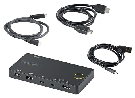 StarTech / KVM přepínač / 2-portový / USB-C hybrid / HDMI 2.0 / 4K 60Hz