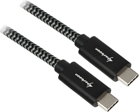 Sharkoon USB-C 3.2 Gen 2 černá, šedá / USB kabel USB-C - USB-C / Opletený / Hliníkové konektory / 0,5 m