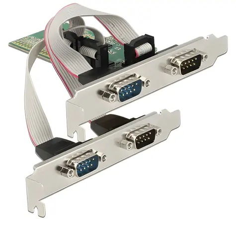 Delock PCI Express karta 4x sériový RS-232 / Řadič / PCIe x1 / ASIX AX99100 / 921,6 kbps