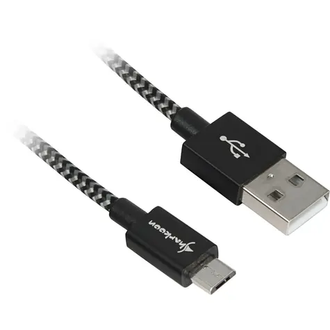 Sharkoon USB 2.0 černá-šedá / Kabel / USB-A - USB-B / opletený hliníkový plášť / 3m