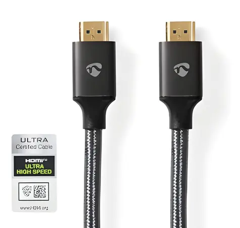 Nedis Fabritallic Gun Metal / Kabel HDMI / 8K 60 Hz / 48 Gbps / 1 m / pozlacené konektory