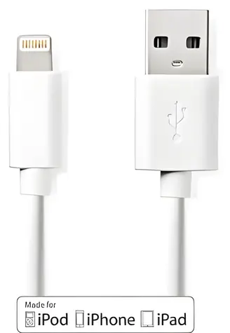 Nedis Lightning 2 m bílá / Datový kabel / USB-A 2.0 - Lightning 8-pin / 480 Mbps