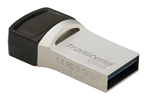 Transcend JetFlash 890S 128GB stříbrná / Flash disk / USB 3.2 Gen 1 / USB-C + USB-A / OTG
