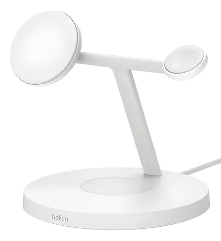 Belkin Qi2 bílá / Bezdrátová nabíjecí stanice 3v1 / iPhone, Apple Watch & AirPods / 15W