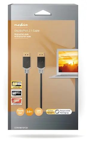 Nedis DisplayPort antracit / Kabel DisplayPort / 8K 60Hz / Pozlacené konektory / 2 m / Kulatý